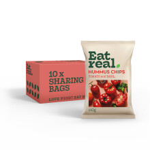 Eat Real, Hummus Chips, Tomato and Basil, 10 X 110g, Gluten-Free Crisps Multipac