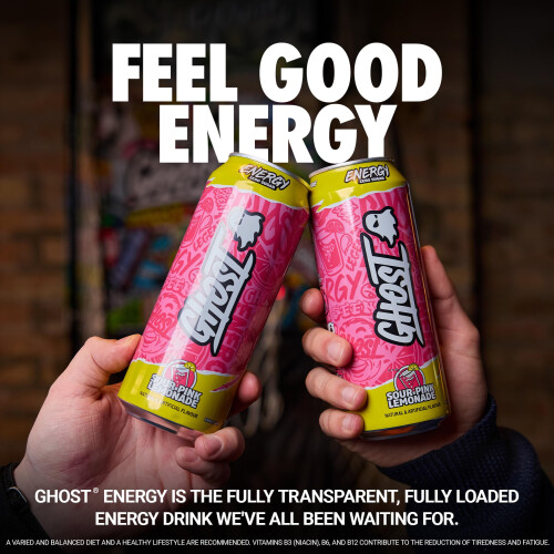 Ghost GHOST Energy Drink, Zero Sugar, 12-Pack, Sour Pink Lemonade 1