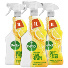 Dettol Cleaning Spray, Lemon and Lime, Multipack Of 3 X 1L, Total 3L, Disinfecta