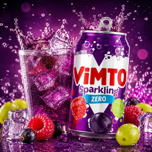Vimto Original Real Fruit, Blackcurrant, Grape & Raspberry - No Added Sugar Fizz 1