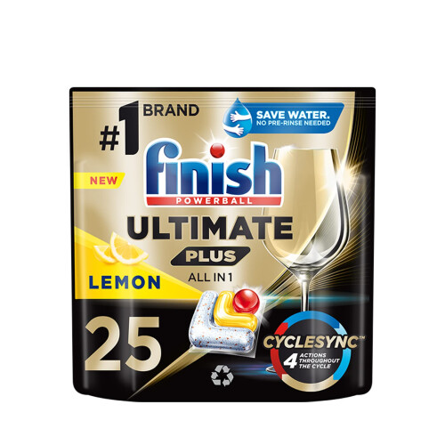 Finish Finish Ultimate Plus Lemon Dishwasher Capsules, 25