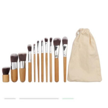 Professionelles Make-up-Pinselset – 11-teilig mit hochwertigen Griffen aus synthetischem Bambus.