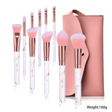 10-teiliges professionelles Make-up-Pinselset in rosa Marmoroptik
