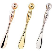 3-teiliges 2-in-1-Kosmetikspatel-Set aus Metall für Hautpflege, Löffel, Kosmetiklöffel und Augenmassagebürsten