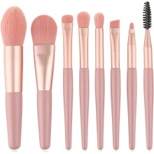 Augen-Make-up-Pinselset, 8-teilig: Foundationpinsel, Reinigungspinsel, Rougepinsel, professionelles Set für flüssige Foundation (Pink)