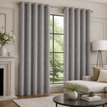 (66x54 inches, Beige) 260 GSM Linen Blackout Ready Made Thermal Eyelet Curtains with Free Tie Backs