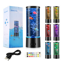 Lava lamp, bubble fish lamp with remote control 3 fish aquarium light suitable for bedroom mood desk decorative light boy girl birthday gift