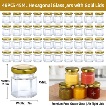 48Pcs 45ml Glass Jars Spice Herb Airtight Lid UK