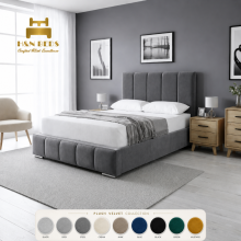 (Grey Crush (with Mattress), 4ft Small Double (with Gslift)) Luxury Velvet Panel Bed Frame 54" Headboard Mattress Ottoman Gas Lift Storage