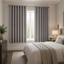 (66x54 inches, Mocha) 260 GSM Linen Blackout Ready Made Thermal Eyelet Curtains with Free Tie Backs