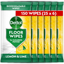 Dettol, Floor Cleaner, Antibacterial, Large Biodegradable Wipes, Citrus, 150 Wip