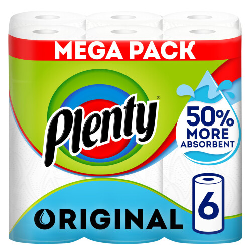 Plenty Plenty Kitchen Roll, 6 Rolls, 2-Ply Tissue