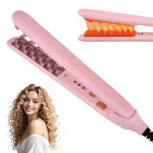 Hair Crimper, Crimping Iron with 3 Temp Settings, Negative Ion Hair Crimper for Root Volume, Fluffy Waves & Long-Lasting Hairstyling, Fast Heating