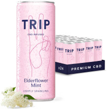 TRIP CBD Drink, Sparkling Elderflower Mint Fizzy Drink, Low Calorie, Vegan (Pack