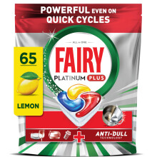 Fairy Platinum Plus Dishwasher Tablets Lemon, 65 Capsules, Impeccable Clean Even