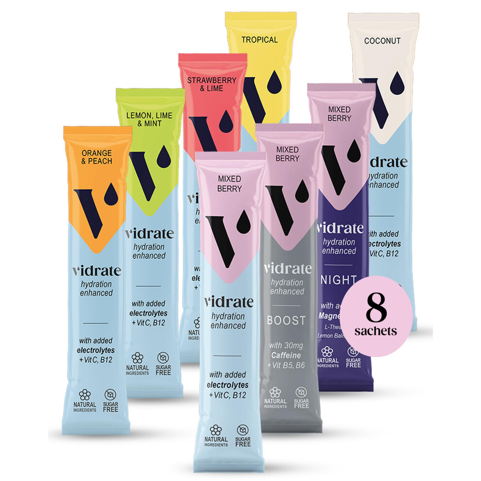 Vidrate Electrolytes Powder - Hydration Sachets Packed With Vitamins - Zero Suga