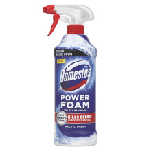 Domestos Power Foam Arctic Fresh Toilet & Bathroom Cleaner Spray sprays upside d