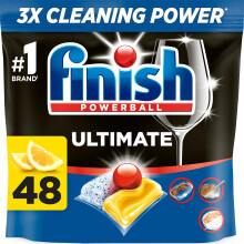 Finish Dishwasher Tablet, Ultimate Infinity Shine, 48 Tabs, Lemon Sparkle, Clean