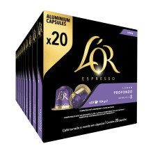 L'OR Espresso Lungo Profondo Coffee Pods x20 Intensity 8 (Pack of 10, Total 200