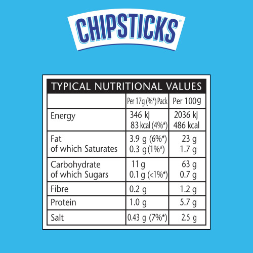 Chipsticks Salt & Vinegar Multipack Crisps 6 x 17g 1