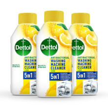 Dettol, Washing Machine Cleaner, Lemon, 750ml (250ml x 3pck) Antibacterial, Remo