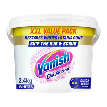 Vanish Gold Crystal White Stain Remover Powder, 2.4kg, Oxi Action for Quick Wash