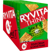 Ryvita Thins Snack It Sour Cream and Chive Flavour 125g Pack of 6