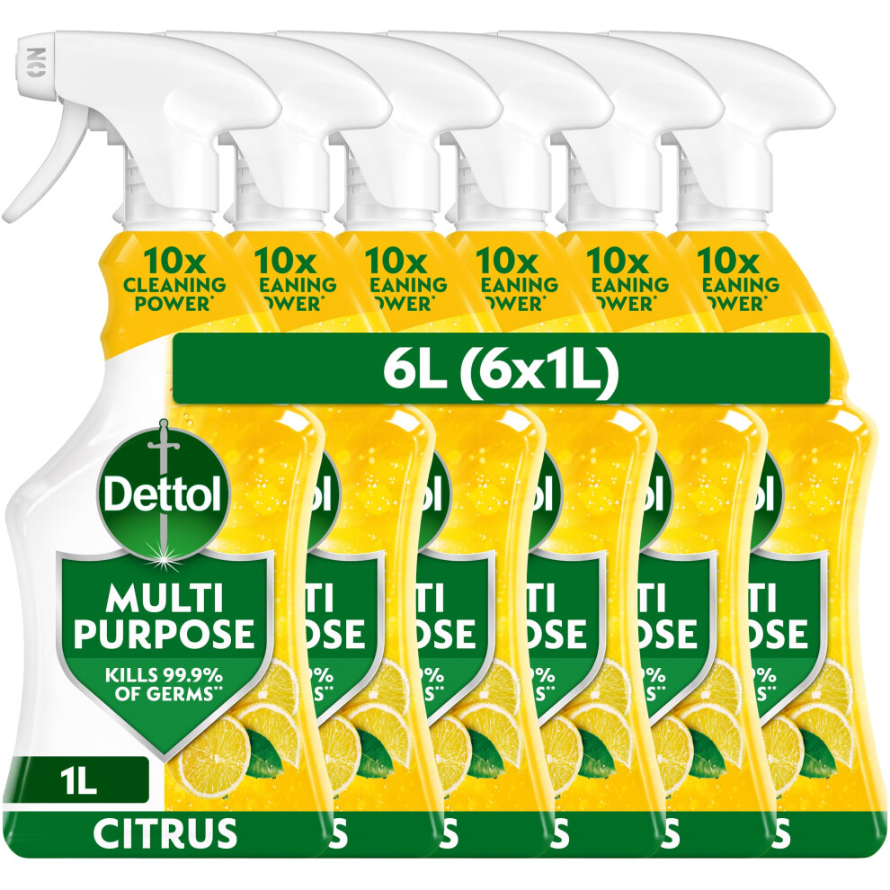 Photos - Cleaning Agent Dettol Spray, Antibacterial Multipurpose Cleaner, Lemon & Lime, 6L , (1L x 6pck)
