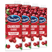 Ocean Spray Classic Cranberry Juice - 4 x 1L - Sugar & Natural Sweetener Fruit J