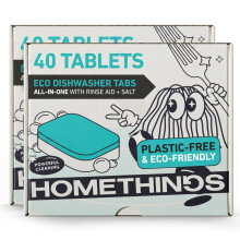 Homethings, 80 Dishwasher Tablets, Highly Effective 3-in-1 Cleaning, No Toxic Ch