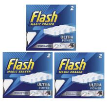 6 x Flash Magic Eraser Ultra Power -No Chemicals Needed - Removes Scuffs, Crayon