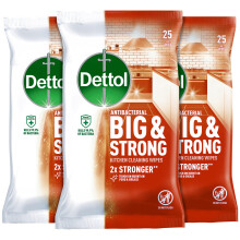 Dettol Antibacterial Biodegradable Kitchen Wipes, Pack of 3, Big & Strong, 25 Co
