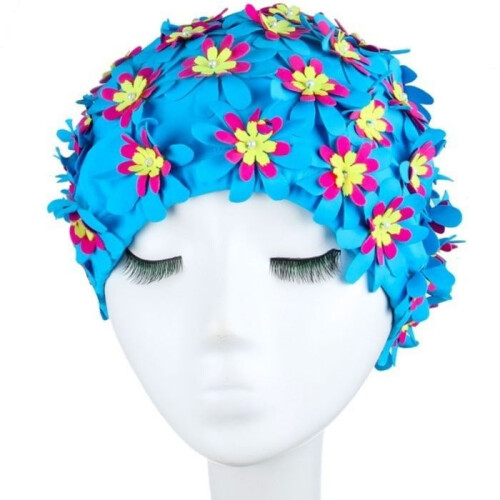 Retro-Badekappe mit Blumenmuster für Damen