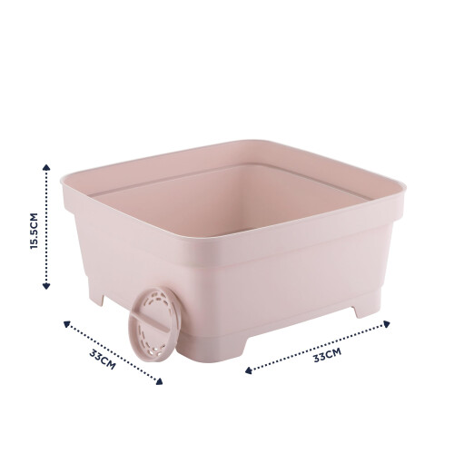 Minky Minky Washing Up Bowl with Sink Plug Strainer, Multipurpose Square Basin, Dusty 1