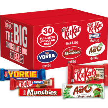 Nestlé The Big Chocolate Box, 30 x Chocolate Bars – KitKat, KitKat Chunky, Yorki