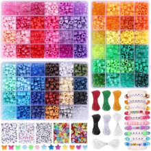 Kandi Rainbow 4700 Perlen-Set – 72 Farben zur Herstellung von Armbändern und Accessoires – Enthält 3600 Perlen und Garn (9 m)