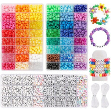 3960 Ponyperlen für ein Freundschaftsarmband-Bastelset, 48 Farben, Kandi-Perlenset, 2400 Teile