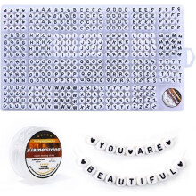 1400 Buchstabenperlen, 4 x 7 mm Acrylperlen, Perlen für die Schmuckherstellung, Perlen für die Armbandherstellung, P