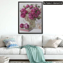Komplettes DIY-Diamantstickerei-Set, Blumenteekanne, 5D-Diamantmalerei, komplettes Buch, Pflanze, runder Kreuzstich
