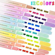 Pastellfarbene Textmarker, 12 doppelseitige Textmarker mit sanftem Schreibgefühl, radierbare Textmarker mit Keilspitze, farbige Textmarker