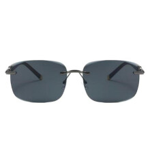 (schwarz) Herren randlose quadratische Sonnenbrille UV-Schutzschirme, weiche Silikon-Nasenpads