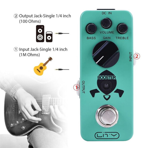 Btuty Guitar Pedal  Booster Effekter Pedal Elgitarr Effekt True Bypass  9V 6.35mm Input/Output Interface 2