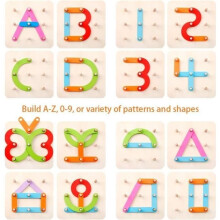Montessori houten letter- en cijferbouwset, educatief speelgoed voor kleuters, spel voor vormherkenning