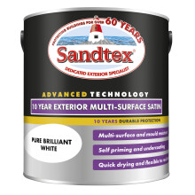 Sandtex 10 Year Multi Surface Satin Paint Pure Brilliant White 2.5L