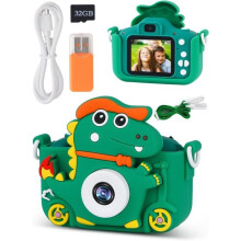 Digitale kindercamera, 2 inch HD-scherm, voor jongens en meisjes, selfie, met 32 GB TF-kaart, voor kinderen van 3 tot 8 jaar.