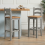 Mercers Furniture Corona Grey Wax Pair of Bar Stools Solid Pine Wood 5