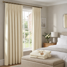 (46x54in (116x137cm), Cream) Pencil Pleat Thermal Insulated Blackout Curtains - Ready Made Light Blocking Livingroom Bedroom Drapes