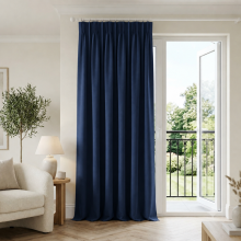 (66x84in (168x213cm), Navy Blue-Single Panel) Pencil Pleat Thermal Insulated Blackout Curtains - Ready Made Light Blocking Livingroom Bedroom Drapes