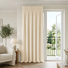 (66x84in (168x213cm), Cream-Single Panel) Pencil Pleat Thermal Insulated Blackout Curtains - Ready Made Light Blocking Livingroom Bedroom Drapes