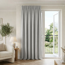 (66x84in (168x213cm), Light Grey-Single Panel) Pencil Pleat Thermal Insulated Blackout Curtains - Ready Made Light Blocking Livingroom Bedroom Drapes